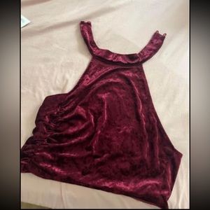 Maroon velvet crop top
